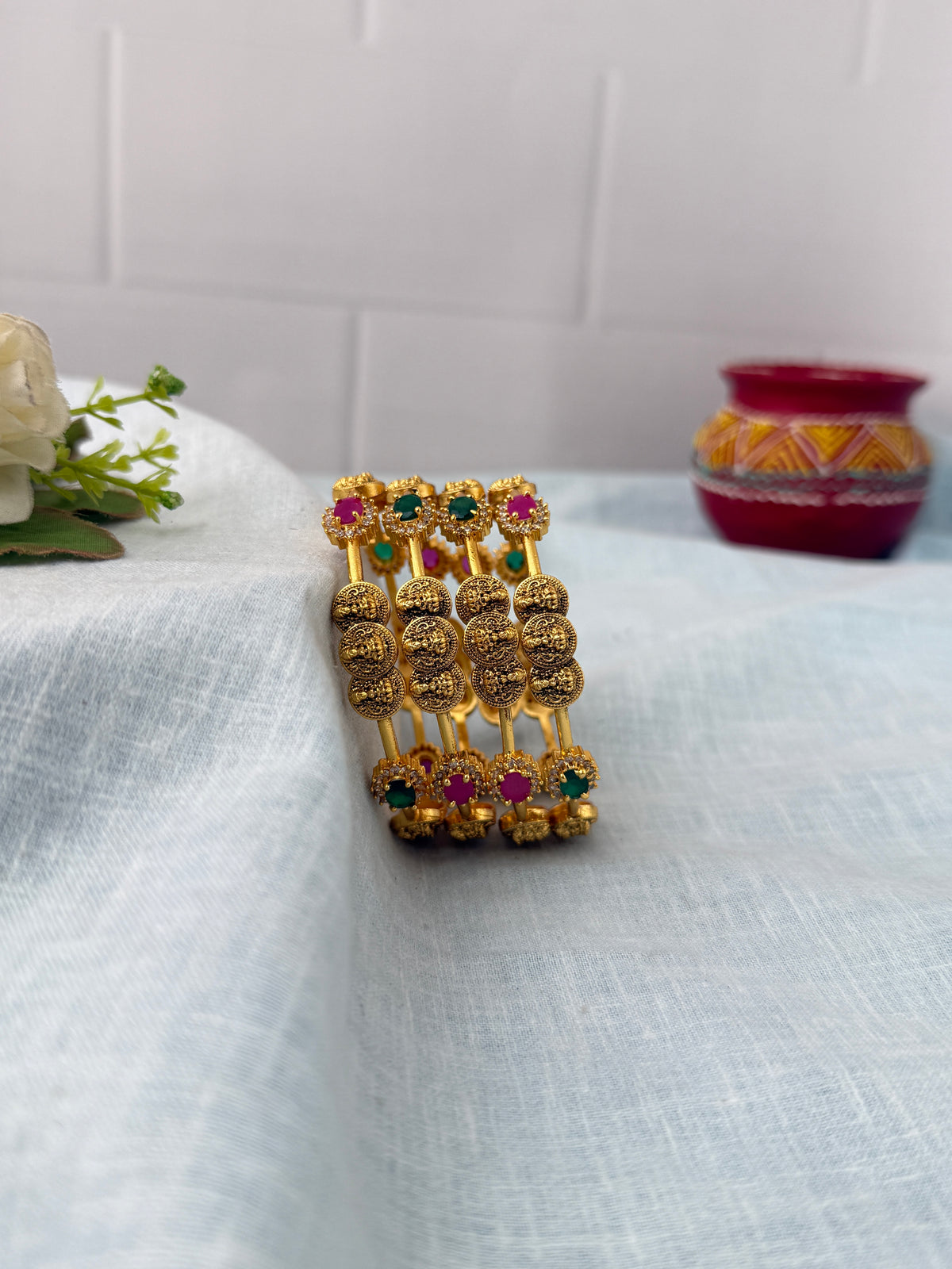 Antique temple style bridal bangles for women by Mahila