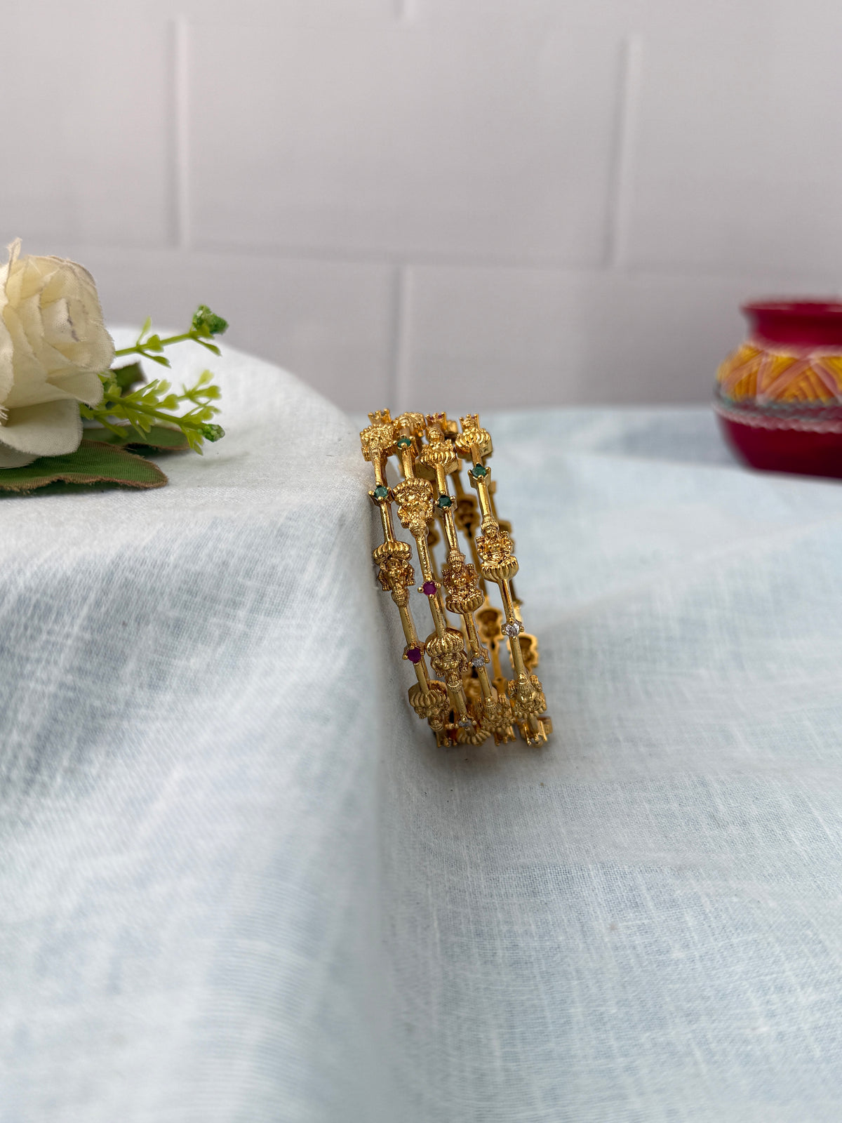 Antique temple style bridal bangles for women by Mahila