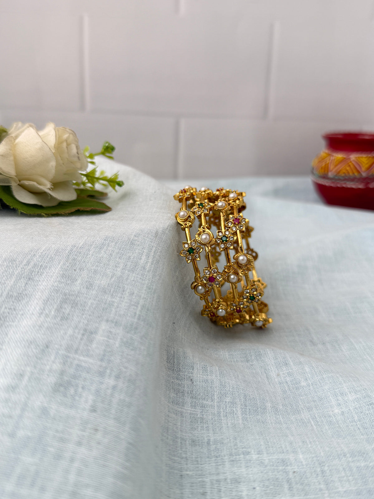 Antique temple style bridal bangles for women by Mahila