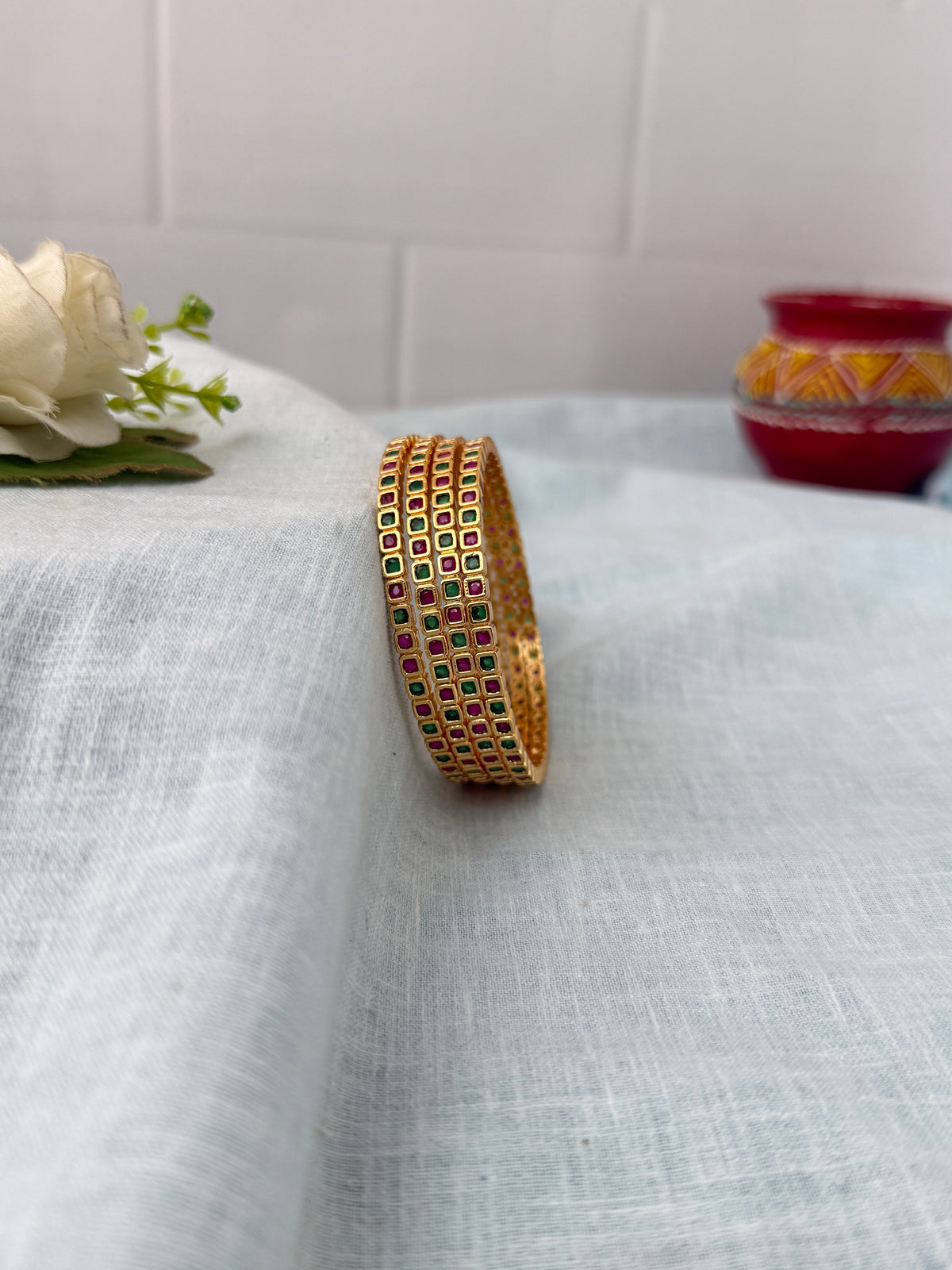 Antique temple style bridal bangles for women by Mahila