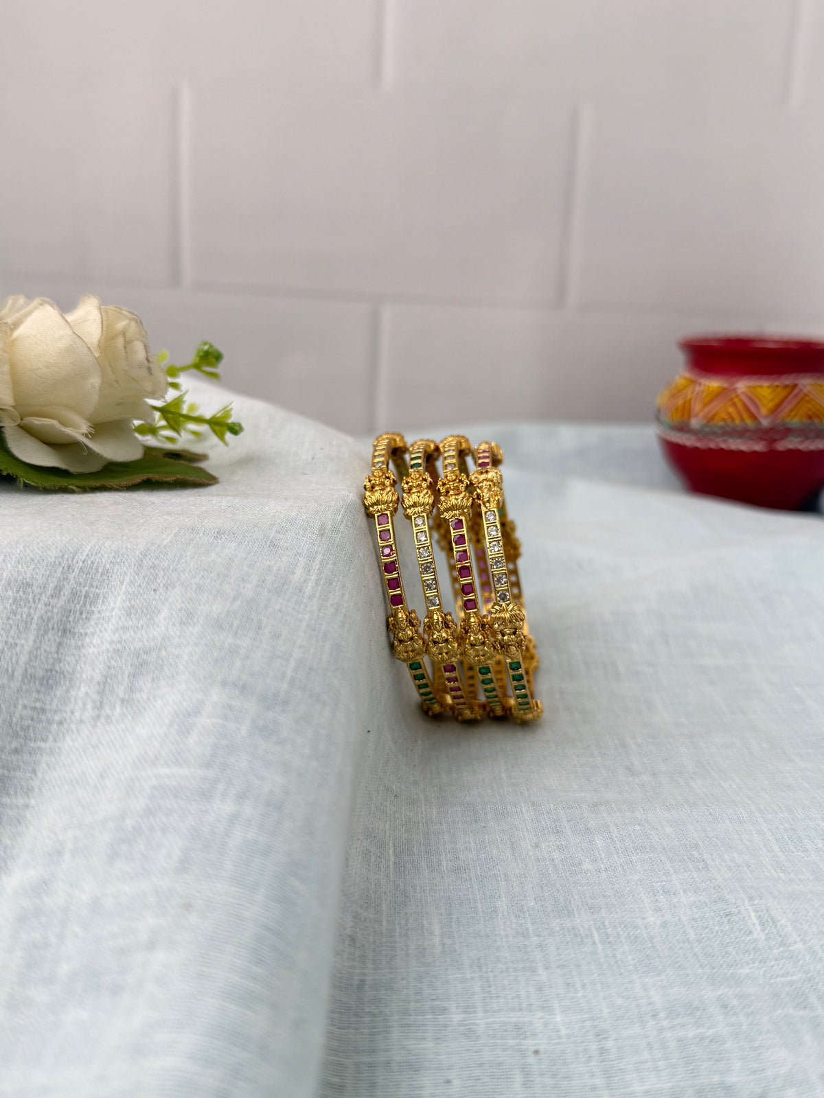 Antique temple style bridal bangles for women by Mahila