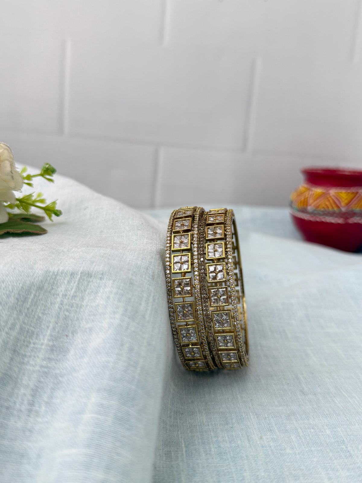 Antique temple style bridal bangles for women by Mahila