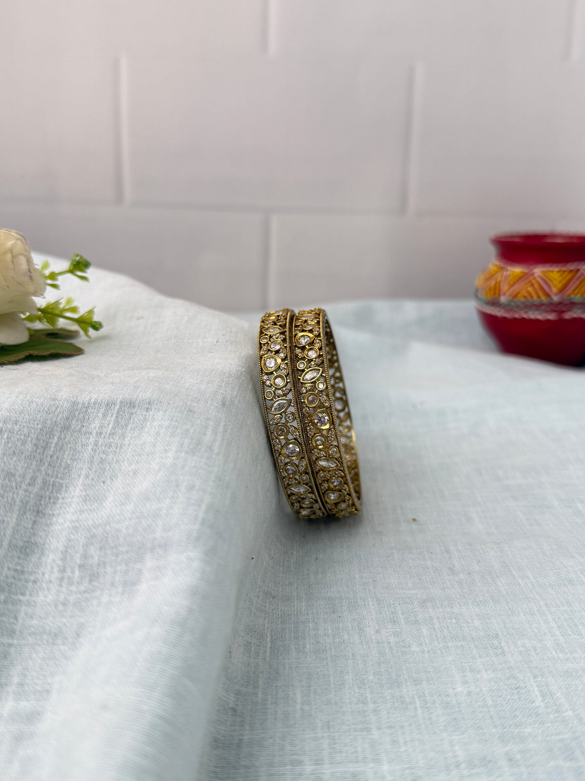 Antique temple style bridal bangles for women by Mahila