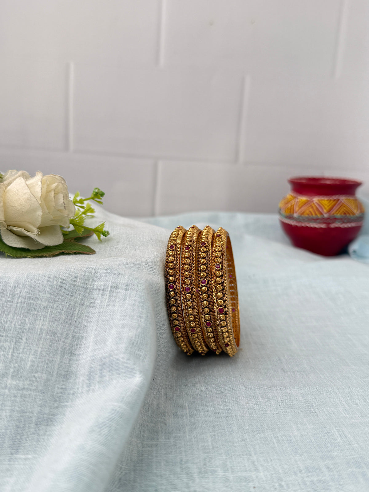 Antique temple style bridal bangles for women by Mahila