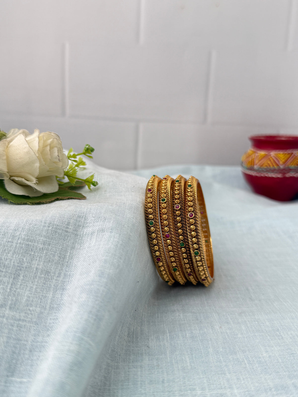 Antique temple style bridal bangles for women by Mahila