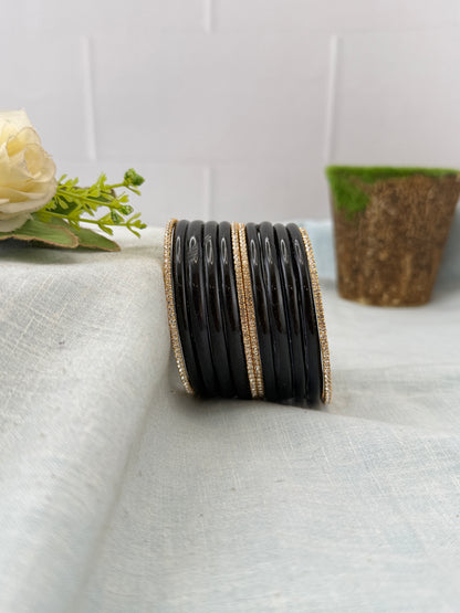 Luxurious Jelly Glass & Stone Bangles Matching Set 5320 - 16 Color Options