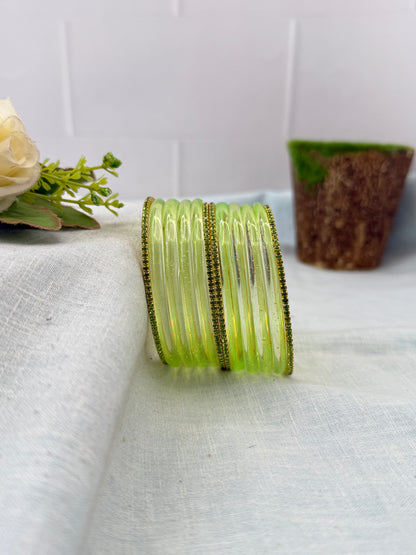 Luxurious Jelly Glass & Stone Bangles Matching Set 5320 - 16 Color Options