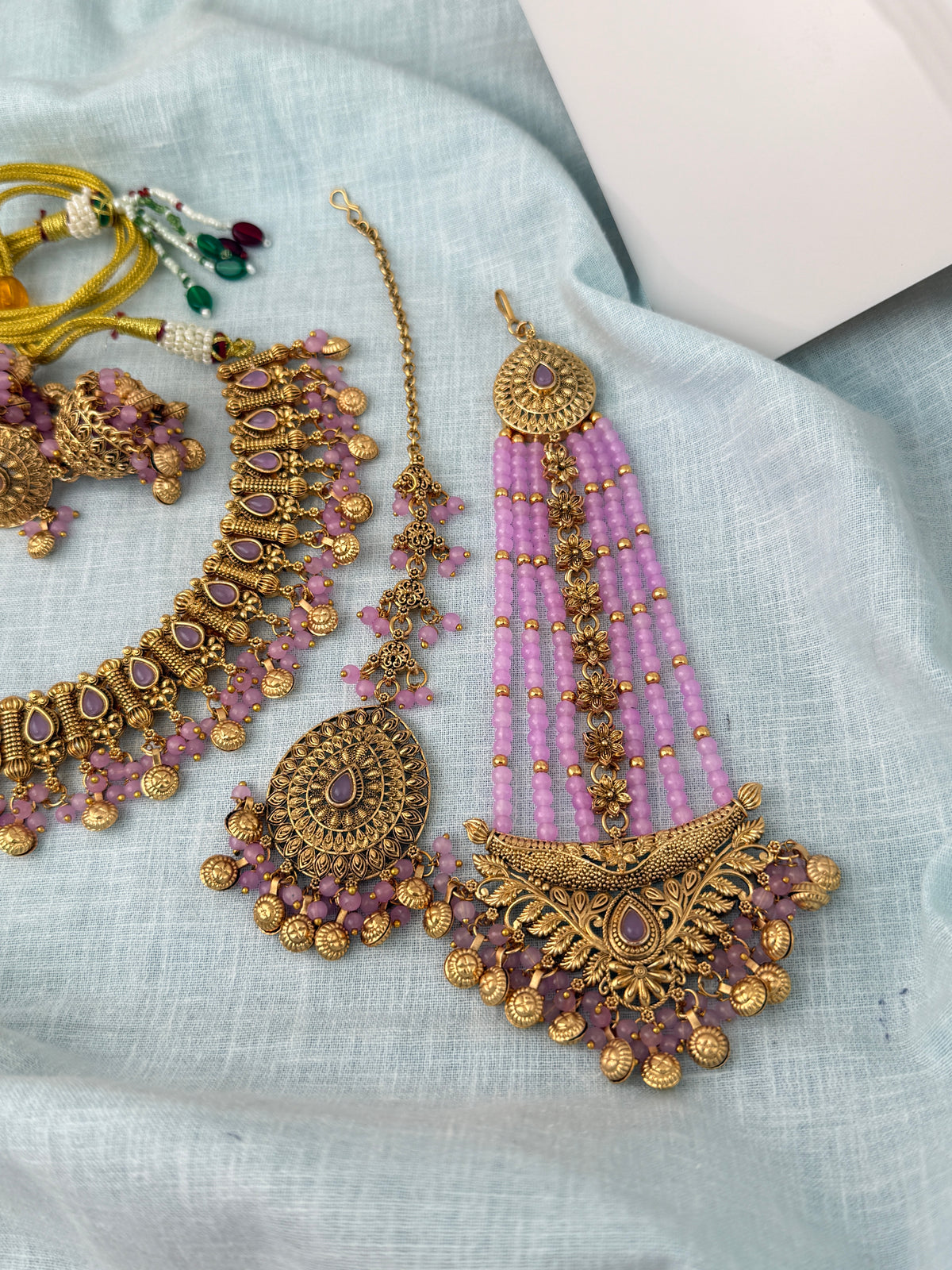 Antique Kundan Necklace With Maatal And Passa Short Set| N1090