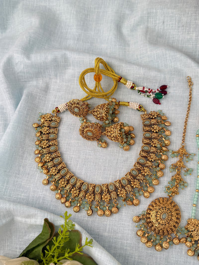 Antique Kundan Necklace With Maatal And Passa Short Set| N1085