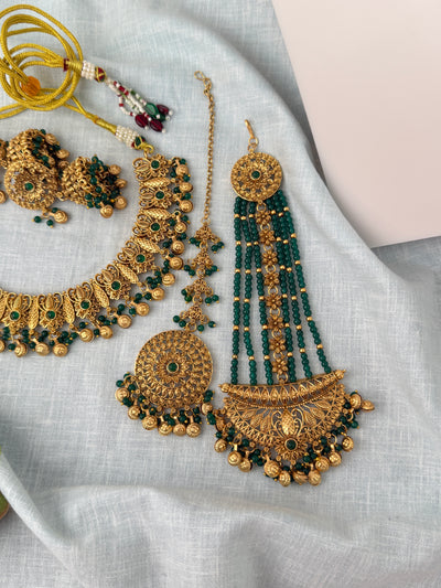 Antique Kundan Necklace With Maatal And Passa Short Set| N1076