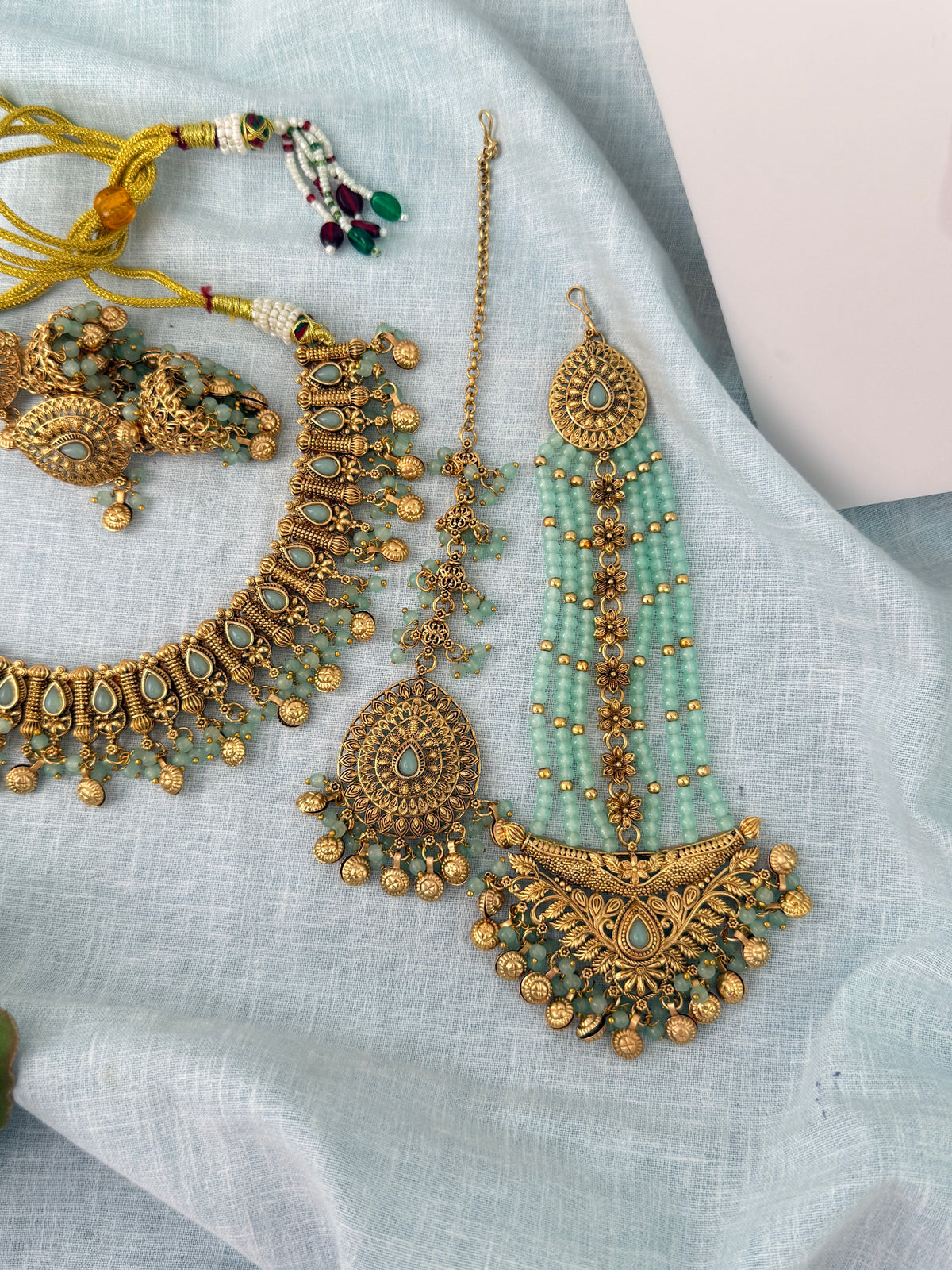 Antique Kundan Necklace With Maatal And Passa Short Set| N1092