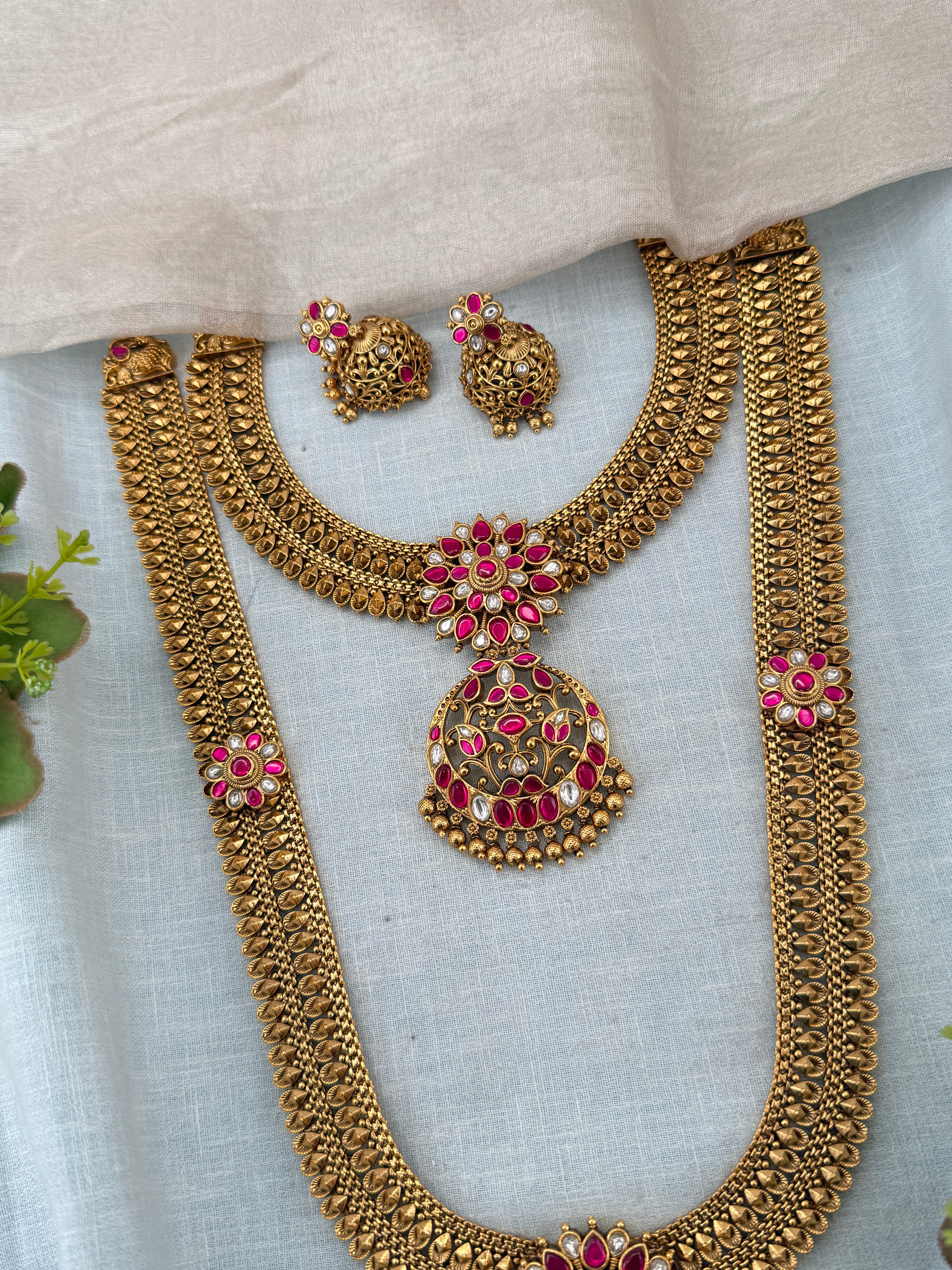 Royal Antique Jadau Bridal Necklace Set 1149