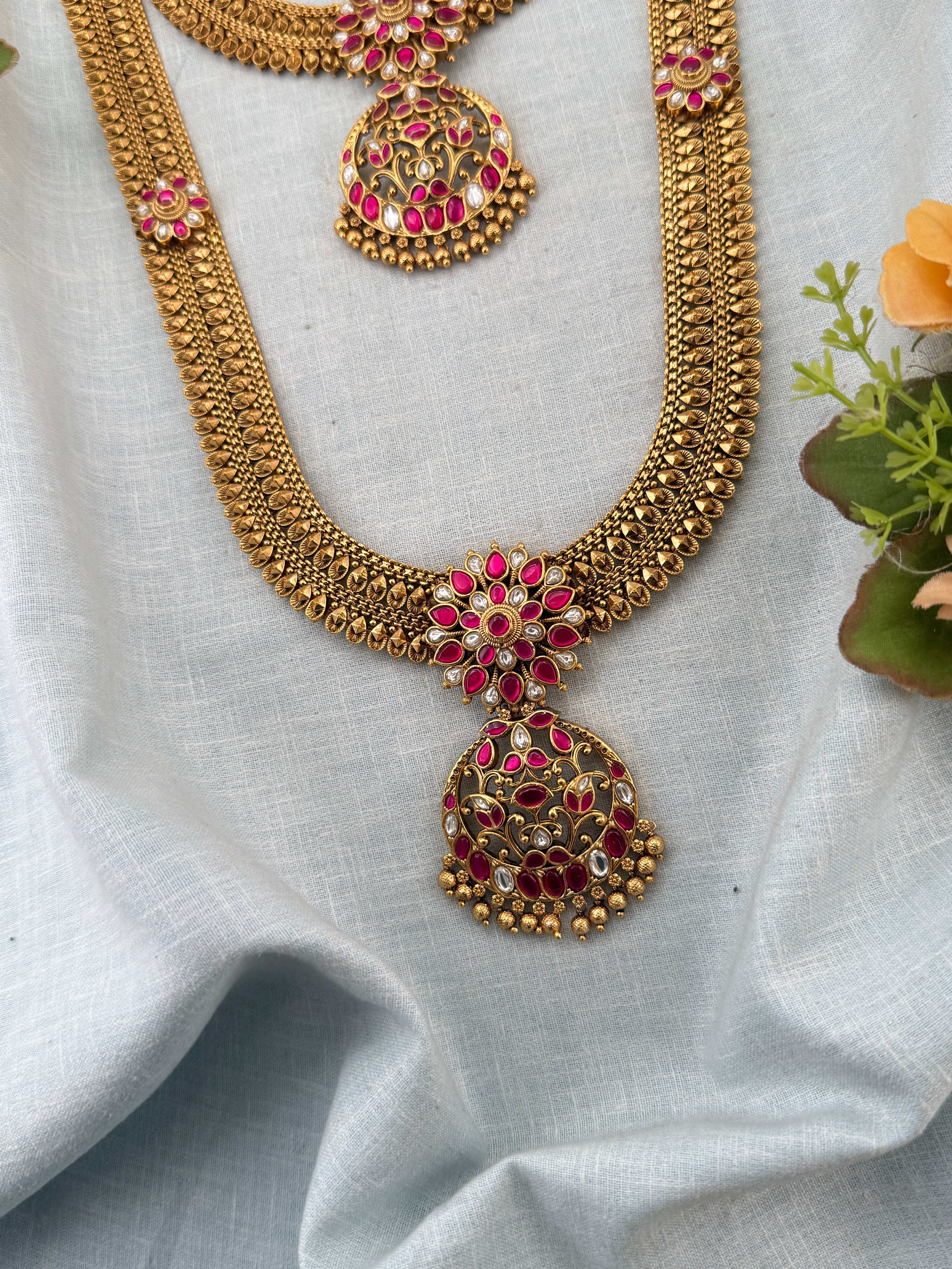 Royal Antique Jadau Bridal Necklace Set 1149