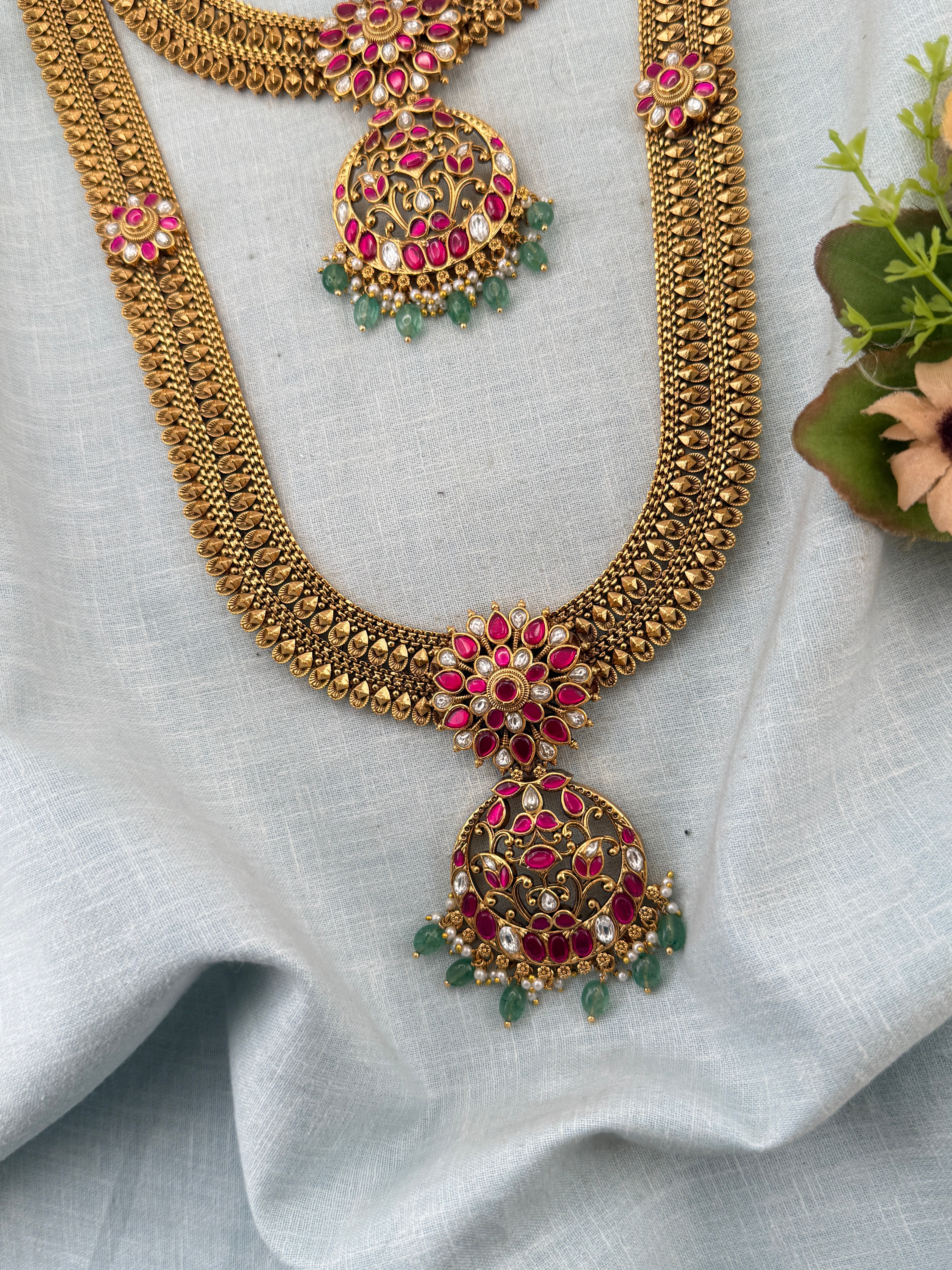 Royal Antique Jadau Bridal Necklace Set 1150