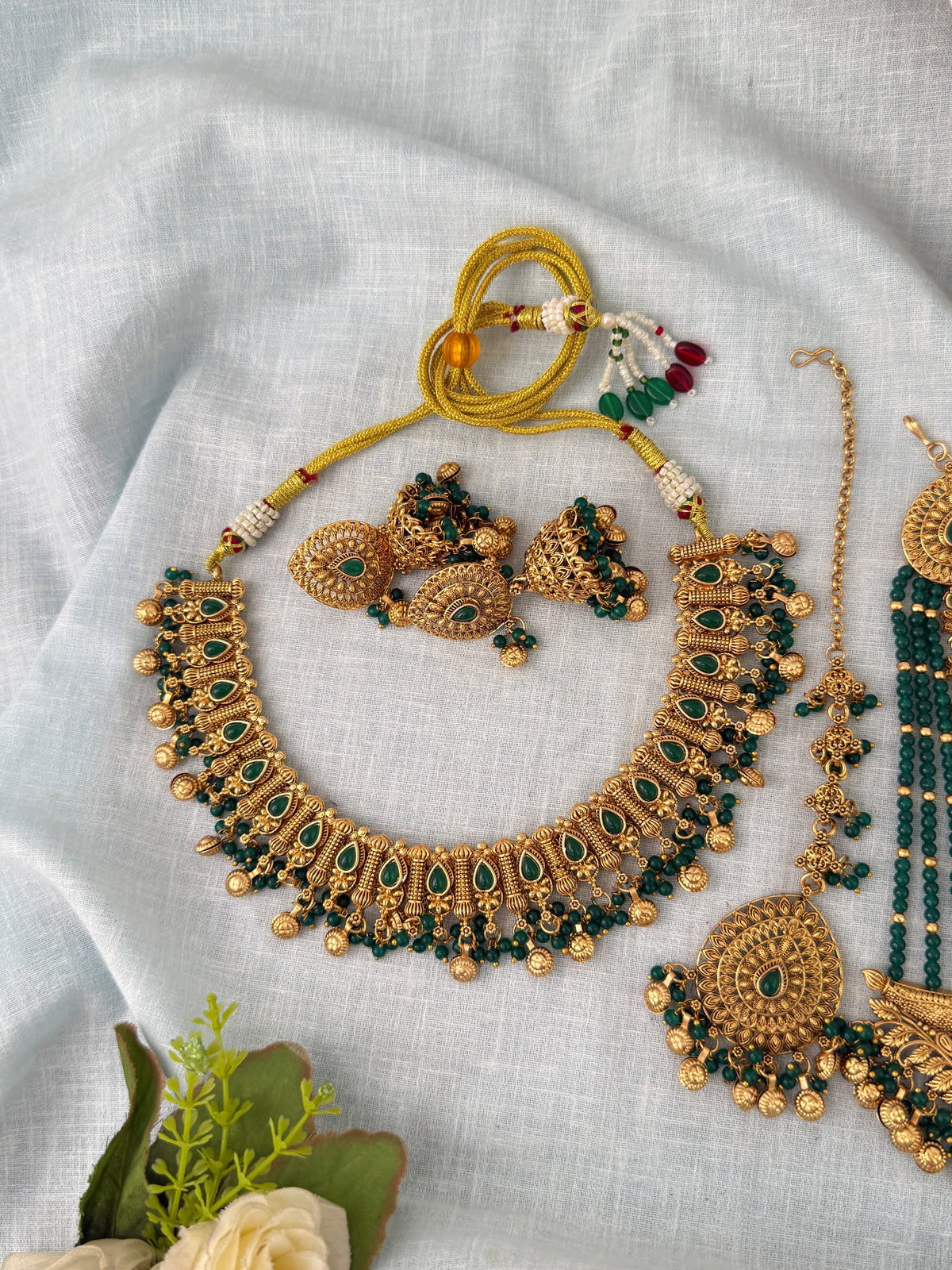 Antique Kundan Necklace With Maatal And Passa Short Set| N1087