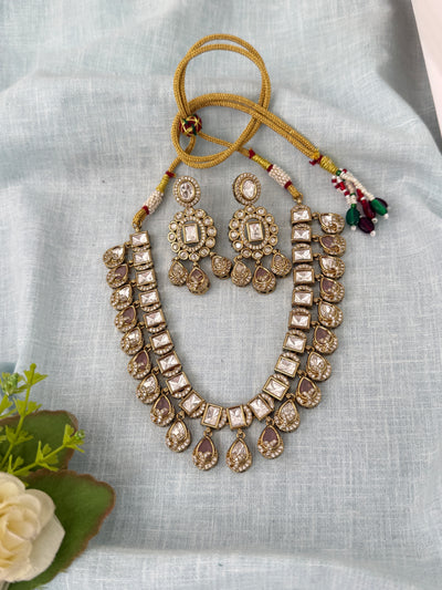 Kundan Layered Necklace Premium Short Set | N1005