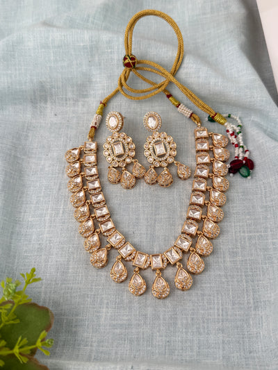 Kundan Layered Necklace Premium Short Set | N0997
