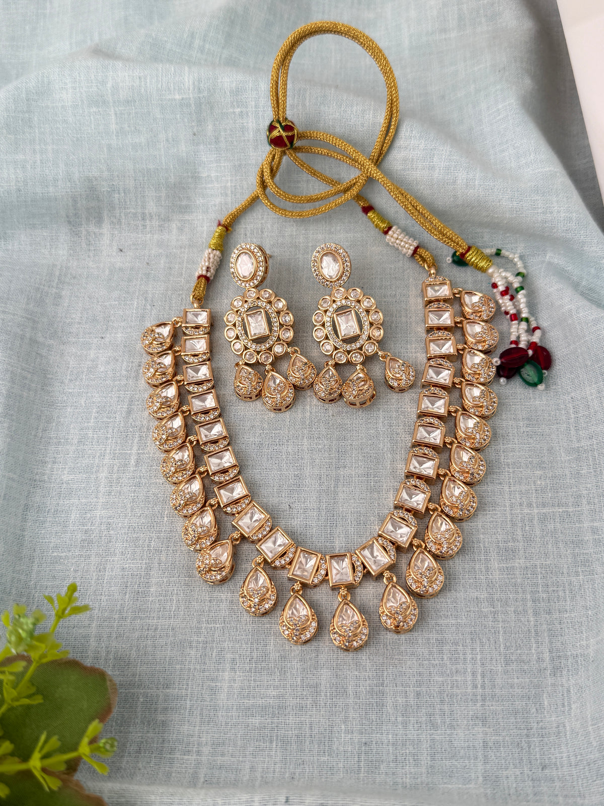 Kundan Layered Necklace Premium Short Set | N0997