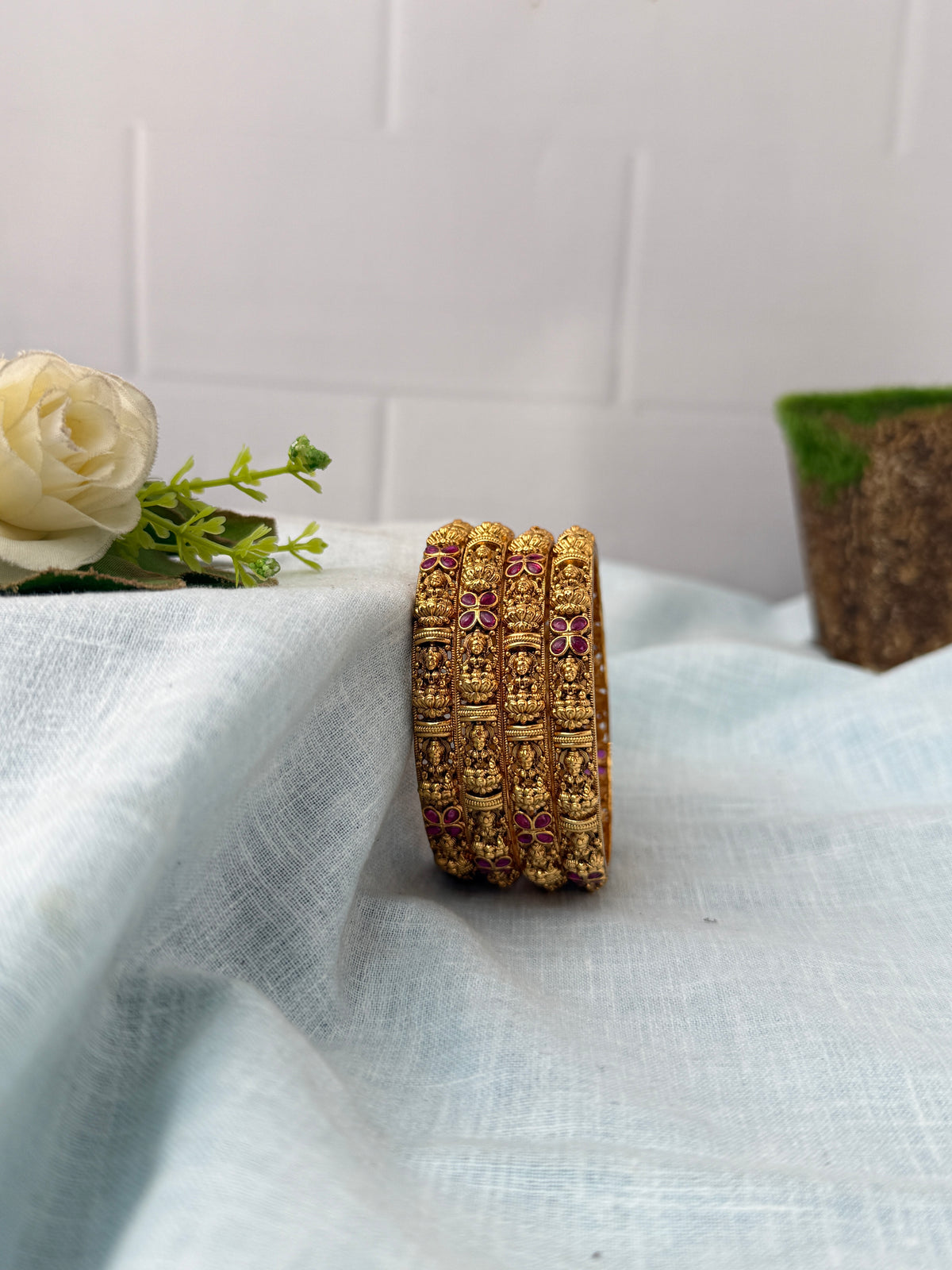 Antique temple style bridal bangles for women by Mahila