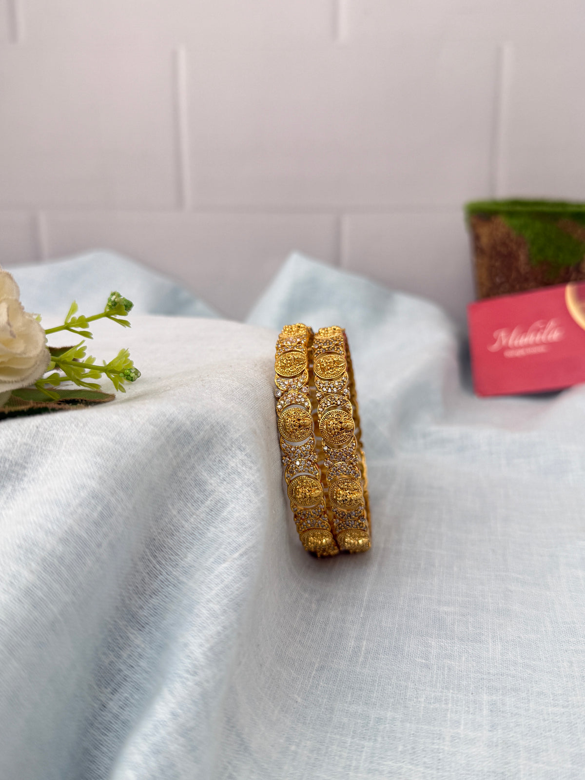 Antique temple style bridal bangles for women by Mahila