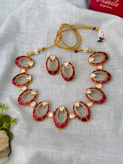 Kundan Designer Necklace Premium Short Set | N0