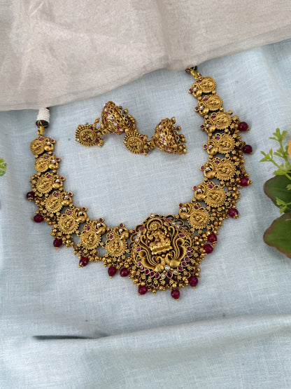 Royal Antique Lakshmi Short Necklace Set 1192