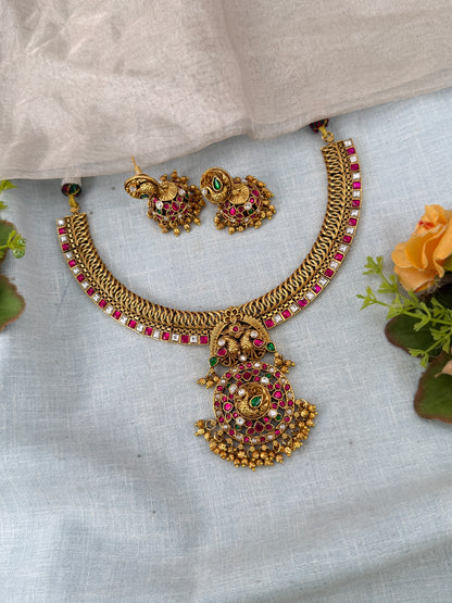 Royal Antique Jadau Short Necklace Set 190