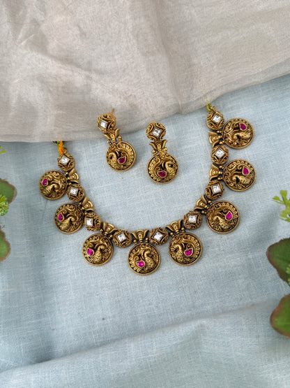 Royal Antique Peacock Short Necklace Set 188