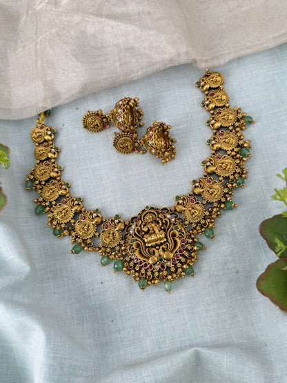 Royal Antique Lakshmi Short Necklace Set 1185