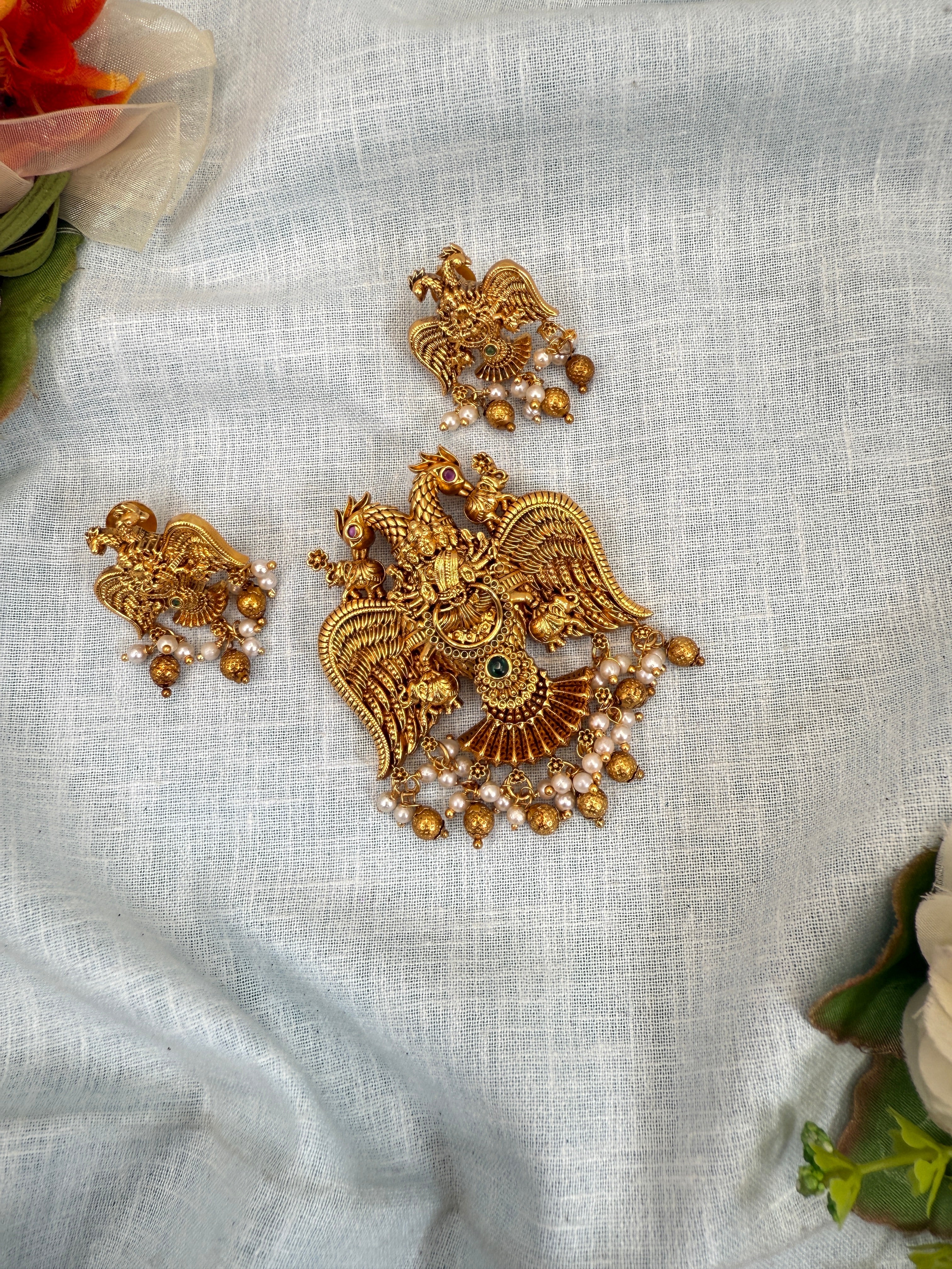 Gandaberunda pendant, pendant with earrings, pendant online