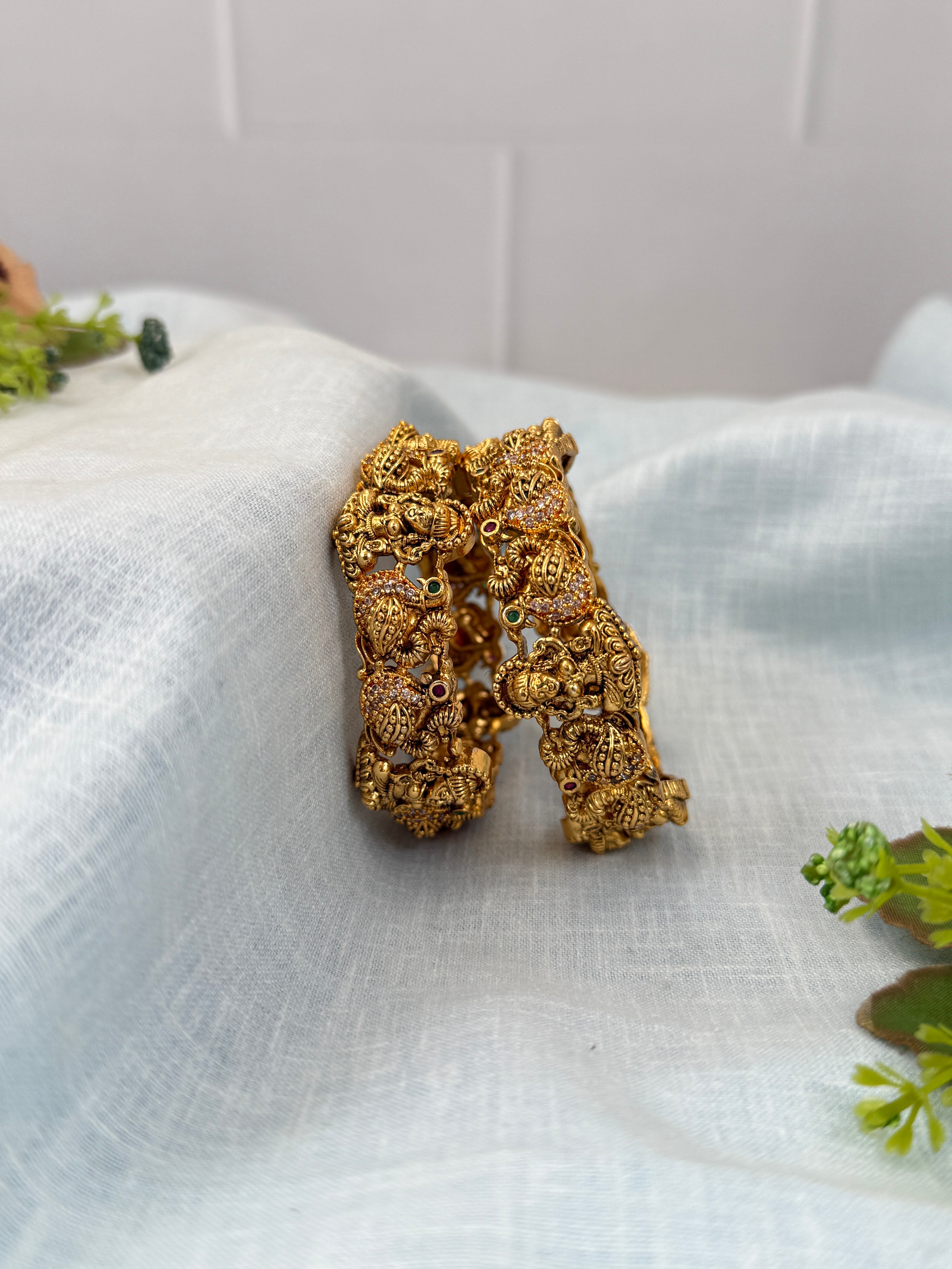 Luxurious Antique Peacock Lakshmi Bangles 7087