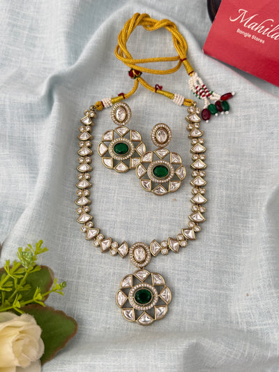 Kundan Designer Necklace Premium Short Set | N0936