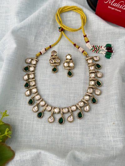 Kundan Designer Necklace Premium Short Set | N0911