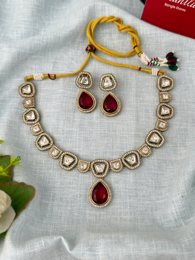 Kundan Designer Necklace Premium Short Set | N1034