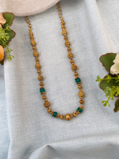 Royal Antique Gold Beads With Pearl Chain 1181