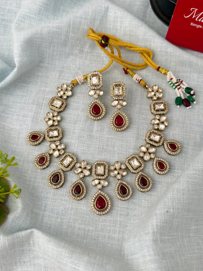 Kundan Designer Necklace Premium Short Set | N0994