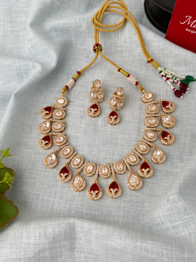 Kundan Designer Necklace Premium Short Set | N1059
