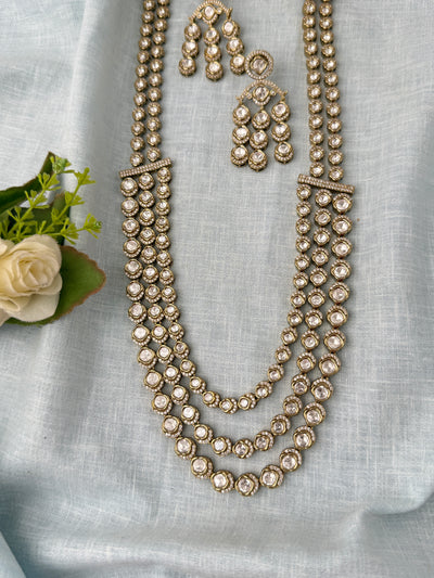 Kundan Layered Necklace Luxurious Long Set | N1068