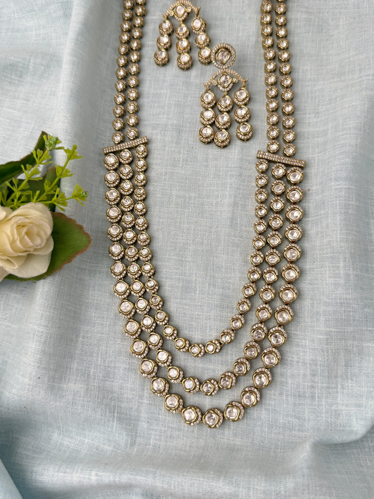 Kundan Layered Necklace Luxurious Long Set | N1068