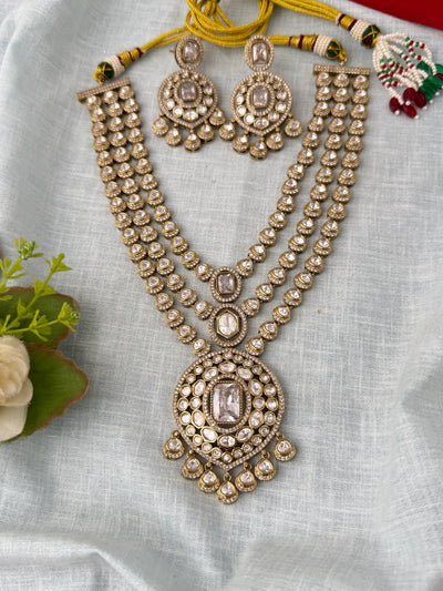 Kundan Layered Necklace Luxurious Long Set | N0982