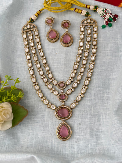 Kundan Layered Necklace Luxurious Long Set | N0976