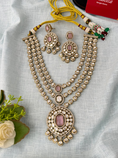 Kundan Layered Necklace Luxurious Long Set | N0986