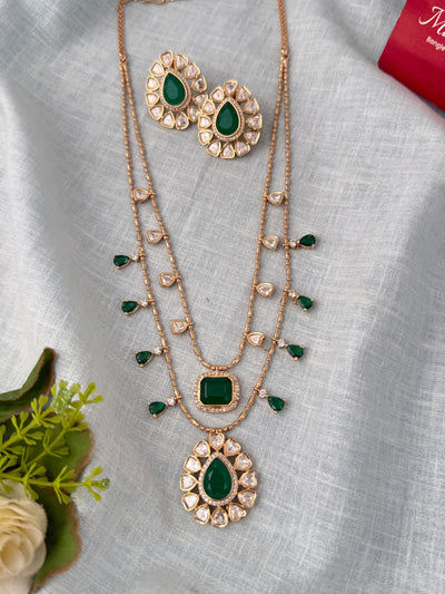 Kundan Layered Necklace Luxurious Long Set | C0038