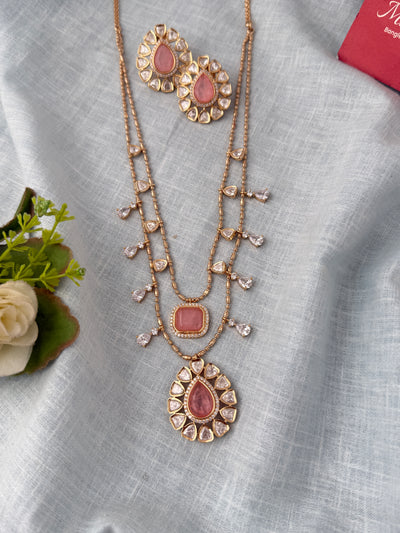 Kundan Layered Necklace Luxurious Long Set | C0040