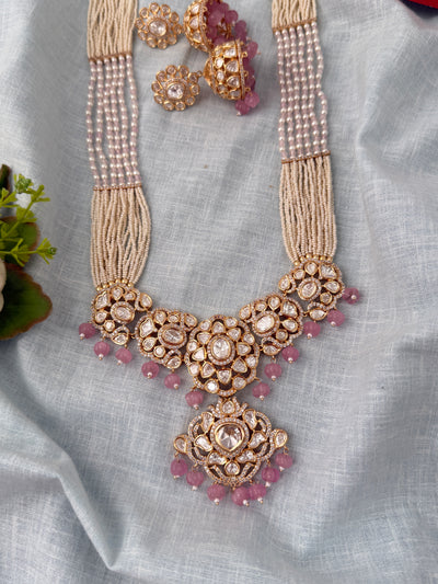 Kundan Layered Pearl Necklace Luxurious Long Set | N1151