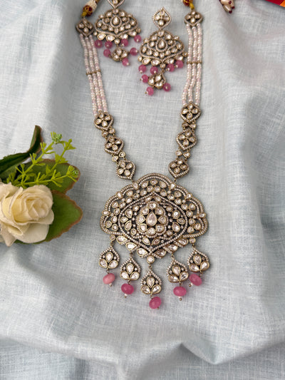 Kundan Layered Pearl Necklace Luxurious Long Set | N1135