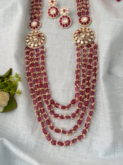 Kundan Layered Pearl Necklace Luxurious Long Set | N1145