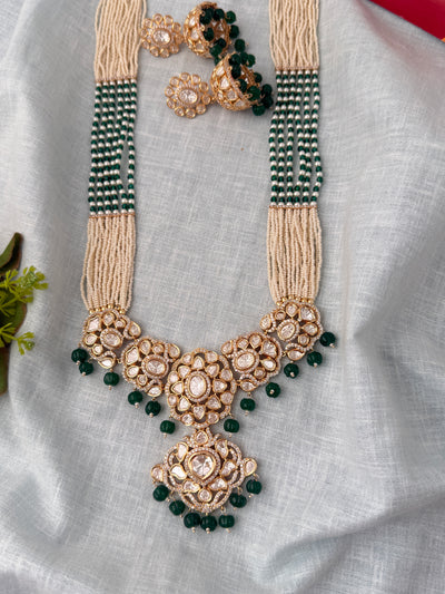 Kundan Layered Pearl Necklace Luxurious Long Set | N1148