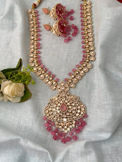 Kundan Peacock Necklace Premium Long Set | N1143