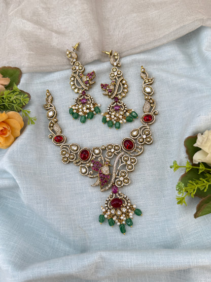 Victorian Necklace set, Bridal victorian necklace, victorian antique necklace, Jadau necklace